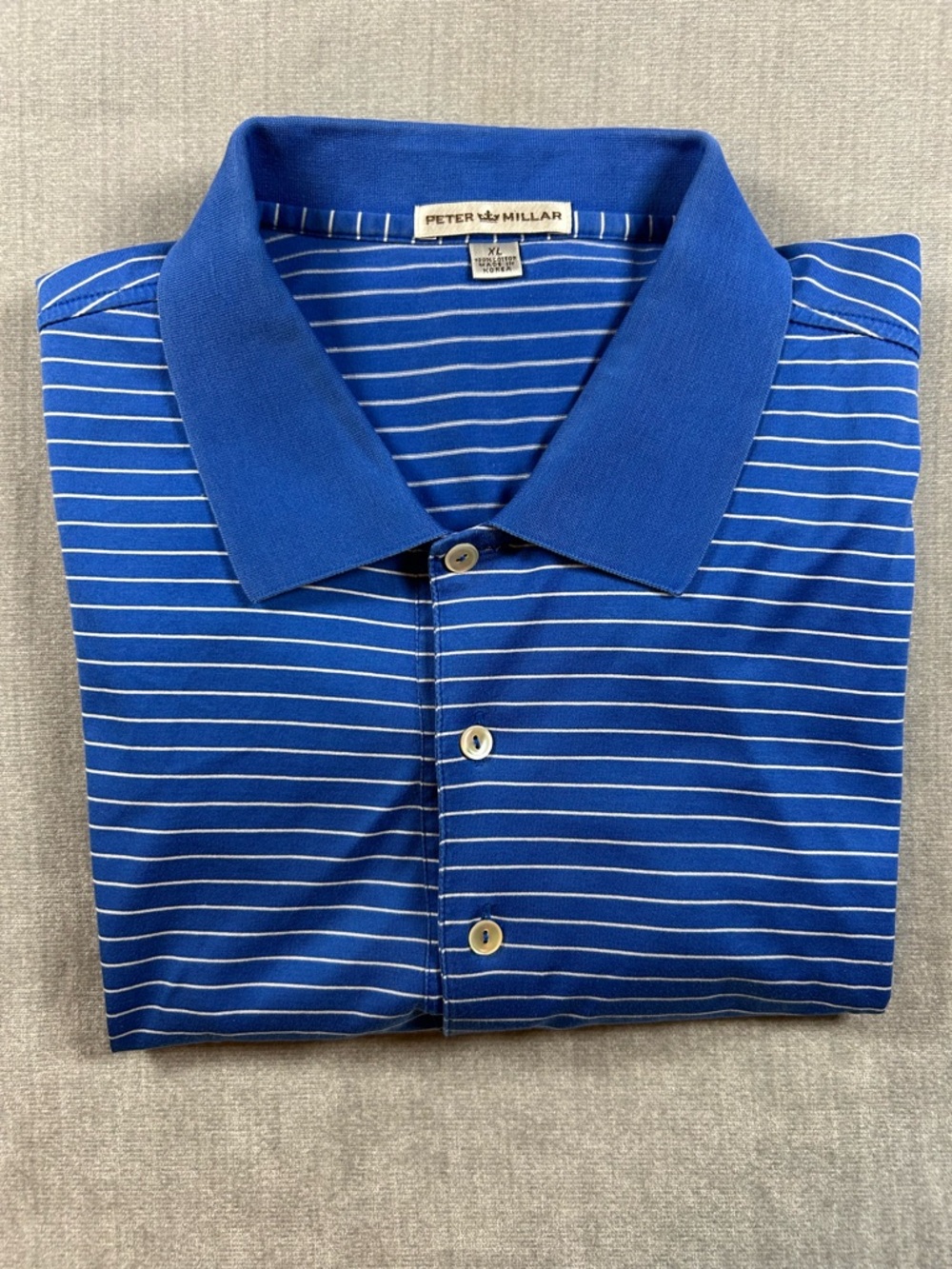 Peter Millar XL Royal Blue and White Striped Polo